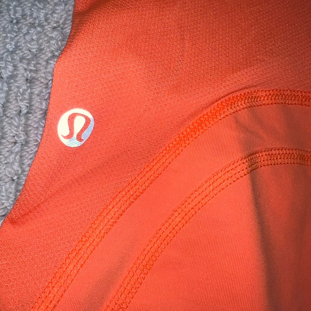 Lululemon size 4 neon orange cropped mesh running leggings - Picture 4 of 7